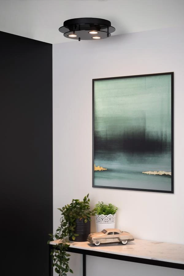 Lucide OKNO - Plafonnier - Ø 30 cm - 3xGU10 - Noir - SFEER 1